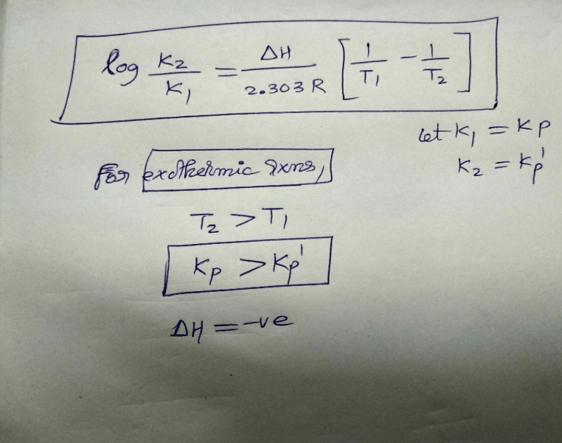 For a given exothermic reaction, Kp and Kp are the equilibrium constants at temperaturesT1 and