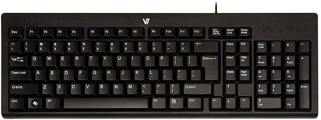 V7 Standard Full-Size Space Saving Spill Resistant USB Keyboard for Windows  Desktop PC (KC0A1-4N6P) - Black : Electronics