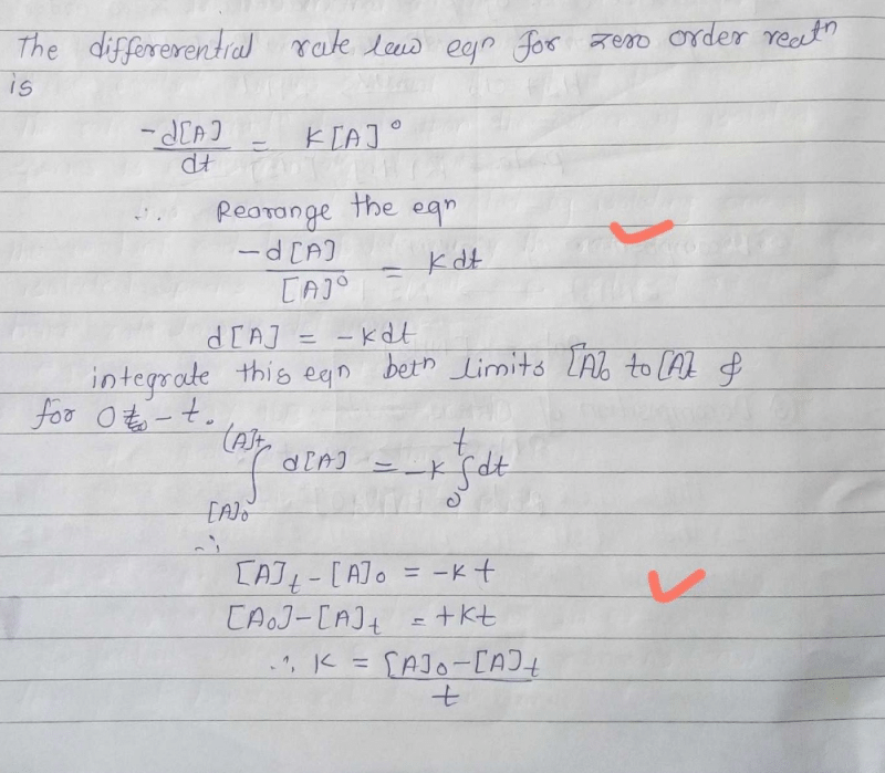 derive-an-integrated-rate-equation-for-the-velocity-constant-of-a-zero