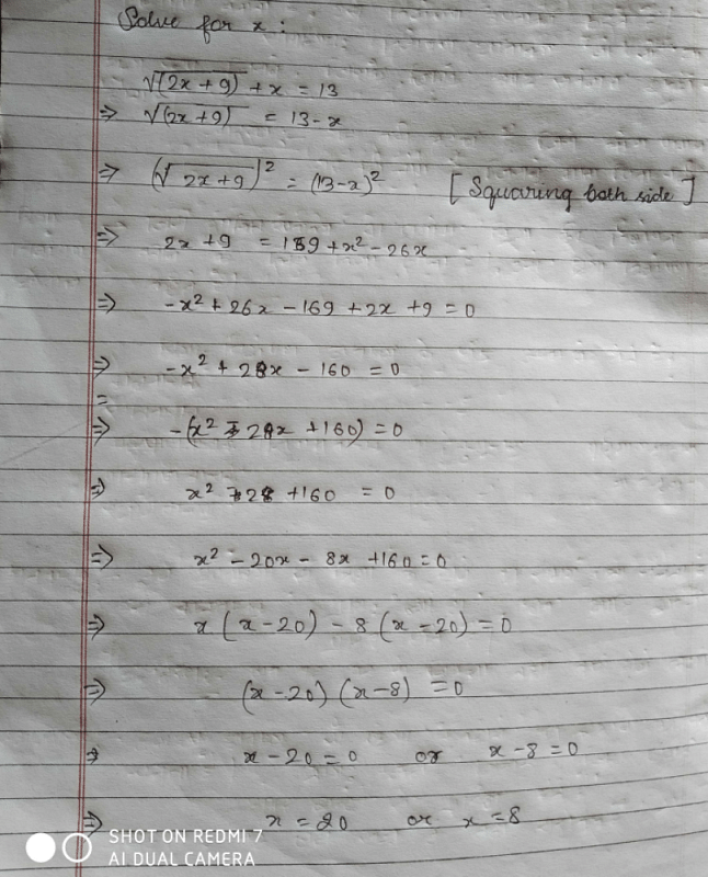 solve-for-x-root-2x-9-x-13-edurev-class-10-question