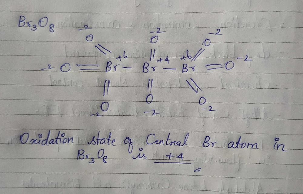 Oxidation state of Central Br atom in Br3O8 is? EduRev NEET Question