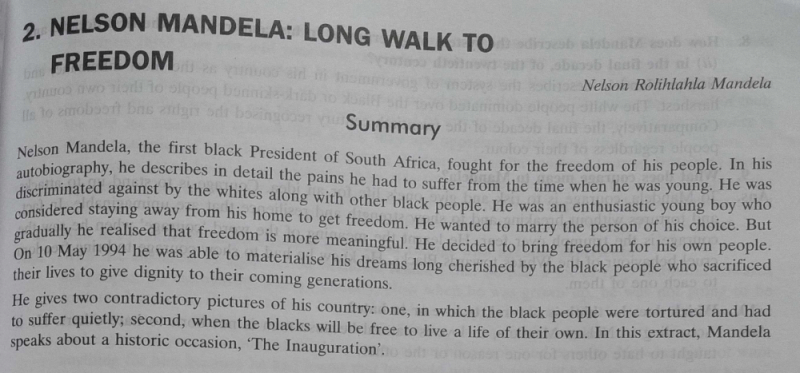 Short Summary Of Nelson Mandela Class 10