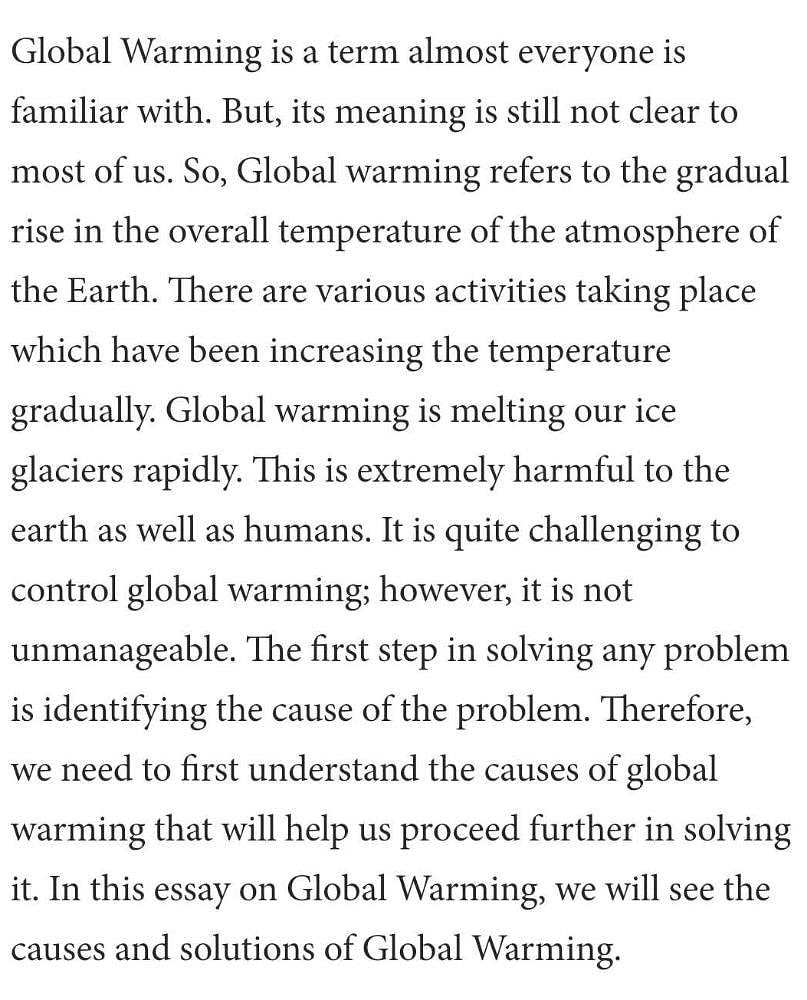 analysis of global warming essay