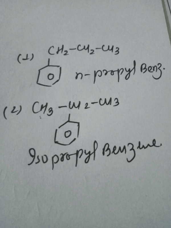 Draw N Propyl And Isopropyl Benzene Edurev Neet Question