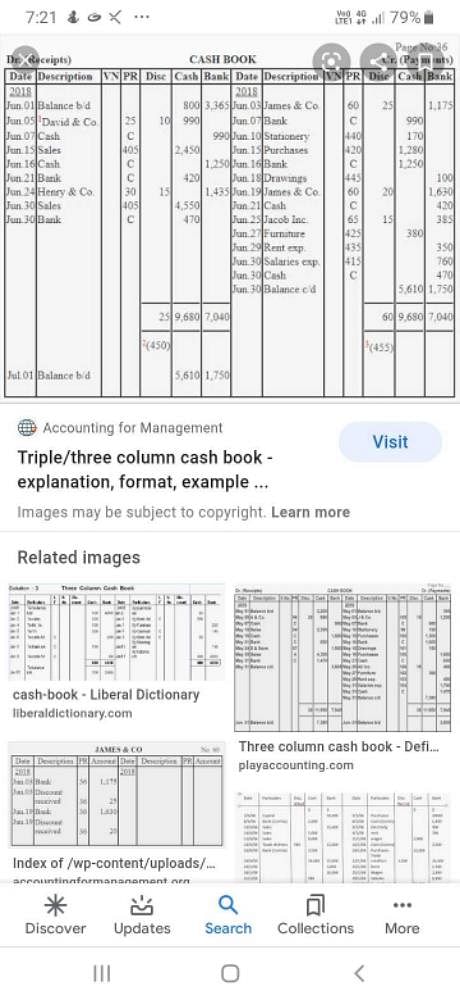 Triple Column Cash Book Edurev Economics Question 1066