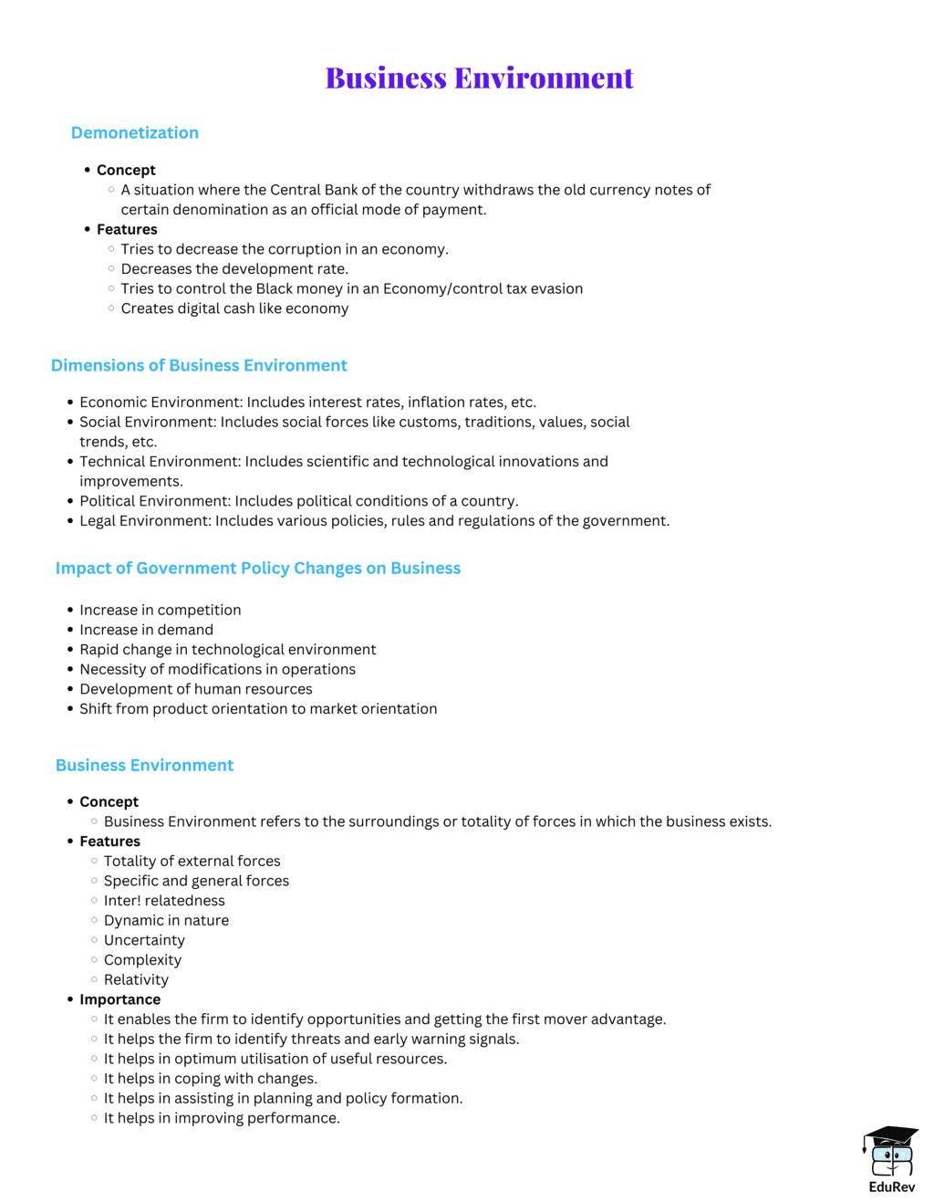 Mind Map: Business Environment - Business Studies (BST) Class 12 ...