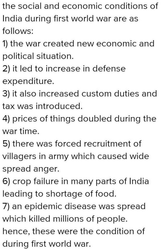 describe the economic impact of first world war on india