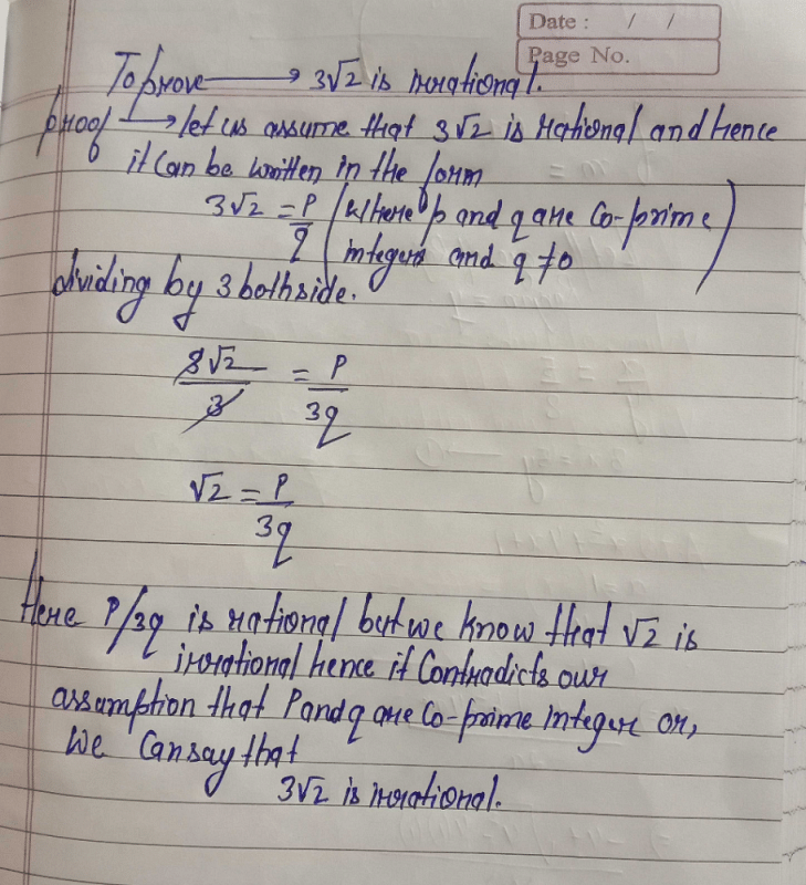 Prove That 3 2 Is Irrational Edurev Class 10 Question