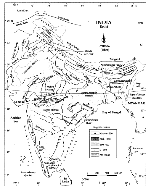 Map Based Questions: Physical Features of India - Map Based Questions ...