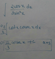 Integrate 2cos X 3sin 2 X Dx EduRev Class 11 Question