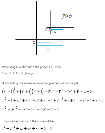 What S The Equation When Origin Shifted To Point 1 1 X 2 Xy 3y 2 Y 2 Edurev Class 11 Question