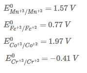 Four successive members of the first row transition elements are