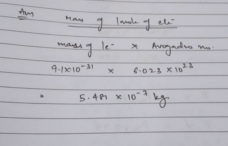 Mass of one mole of deals electron