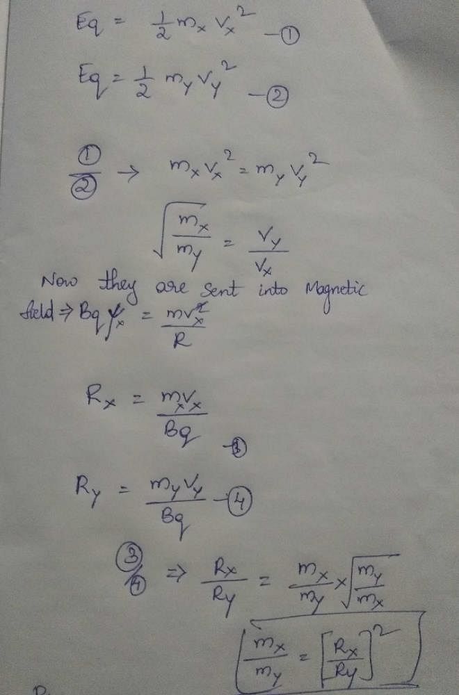 Two Particles X And Y Having Equal Charges, After Being Accelerated ...