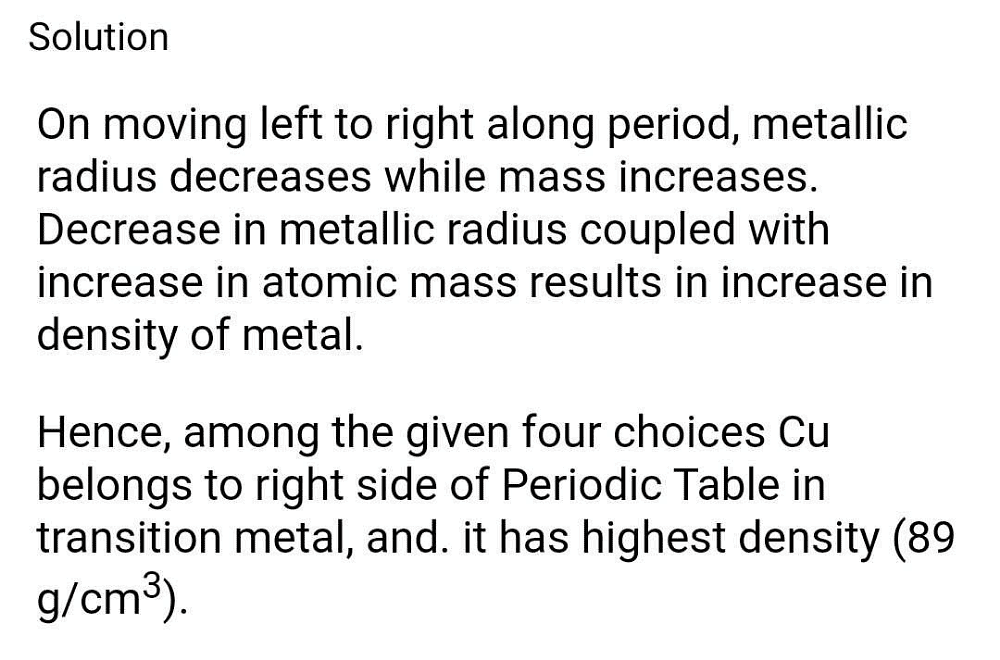 Metallic radii of some transition elements are given below. Which of