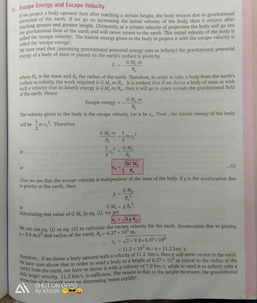 Derivation of escape velocity? Plz sir help me in this.? EduRev Class