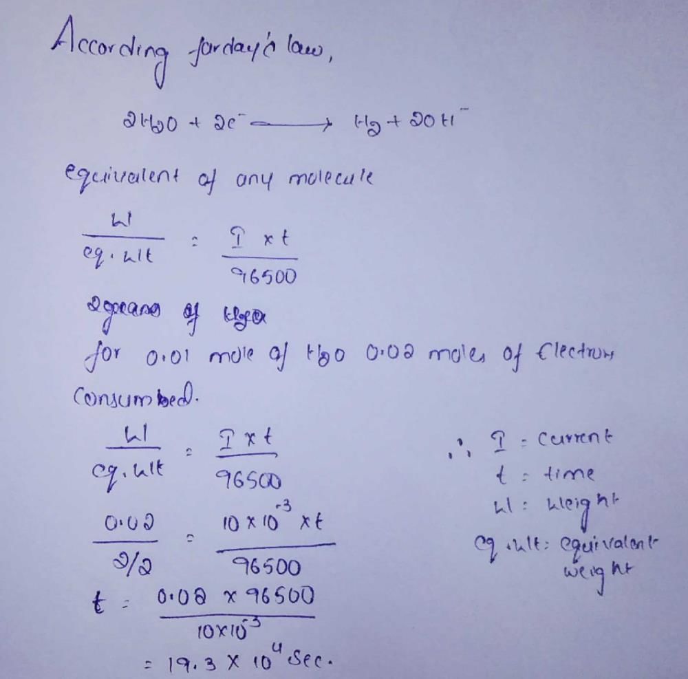 Electrolysis of dilute aqueous NaCl solution w as carried out by