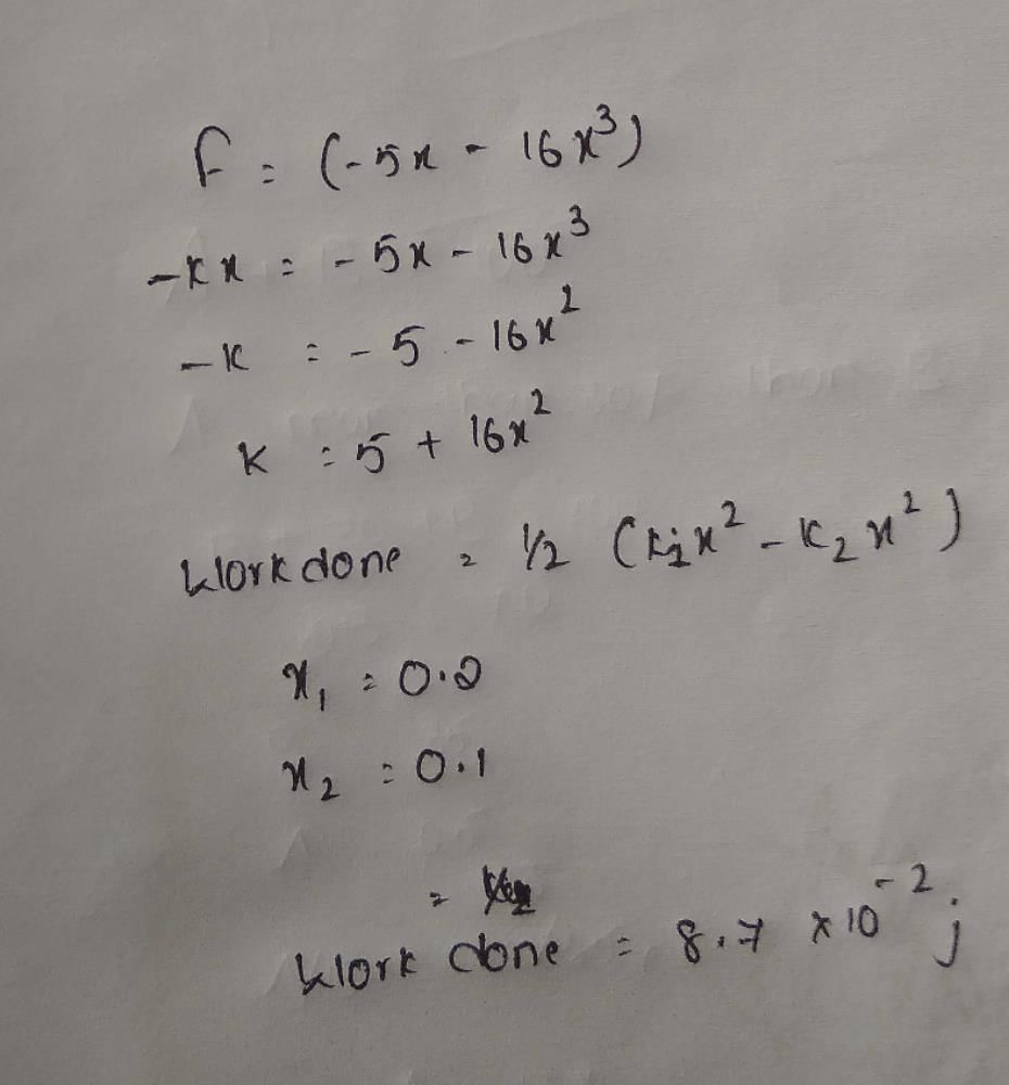 When a spring is stretched by a distance x, it exerts a force, given by