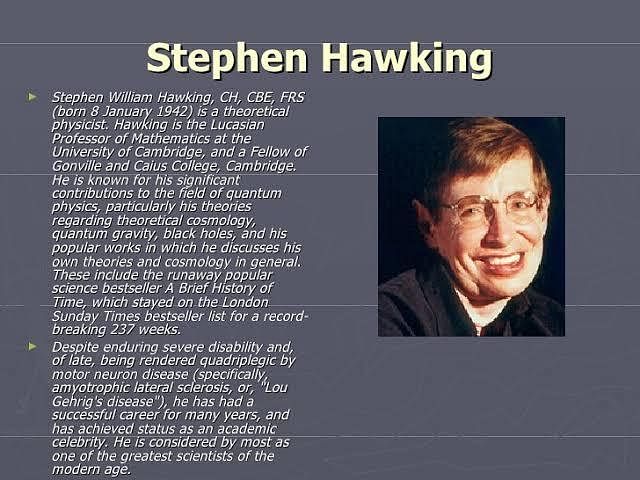biographical sketch of Stephen Hawking  Brainlyin