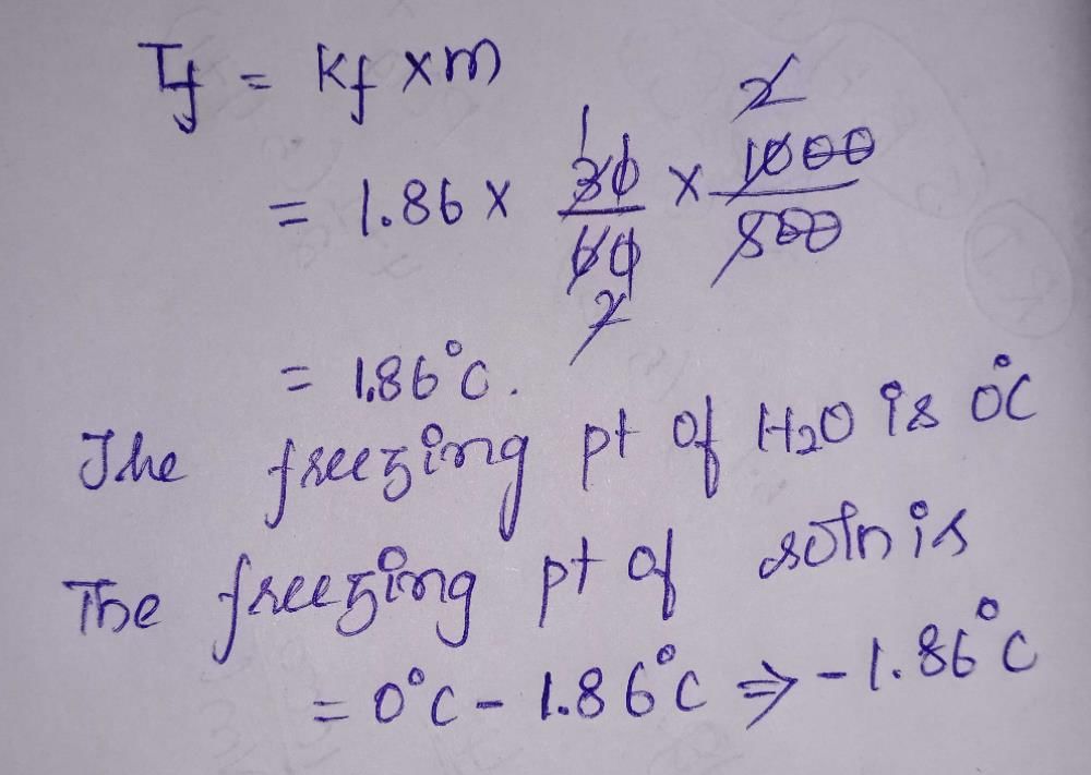 A solution of urea has been prepared by dissolving 30 g of urea in 500