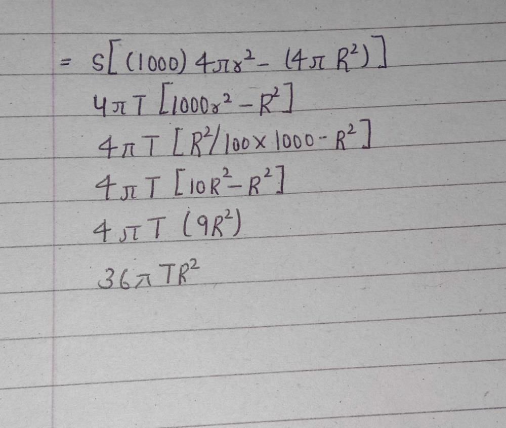 The change in surface energy, when a drop of surface tension T and ...