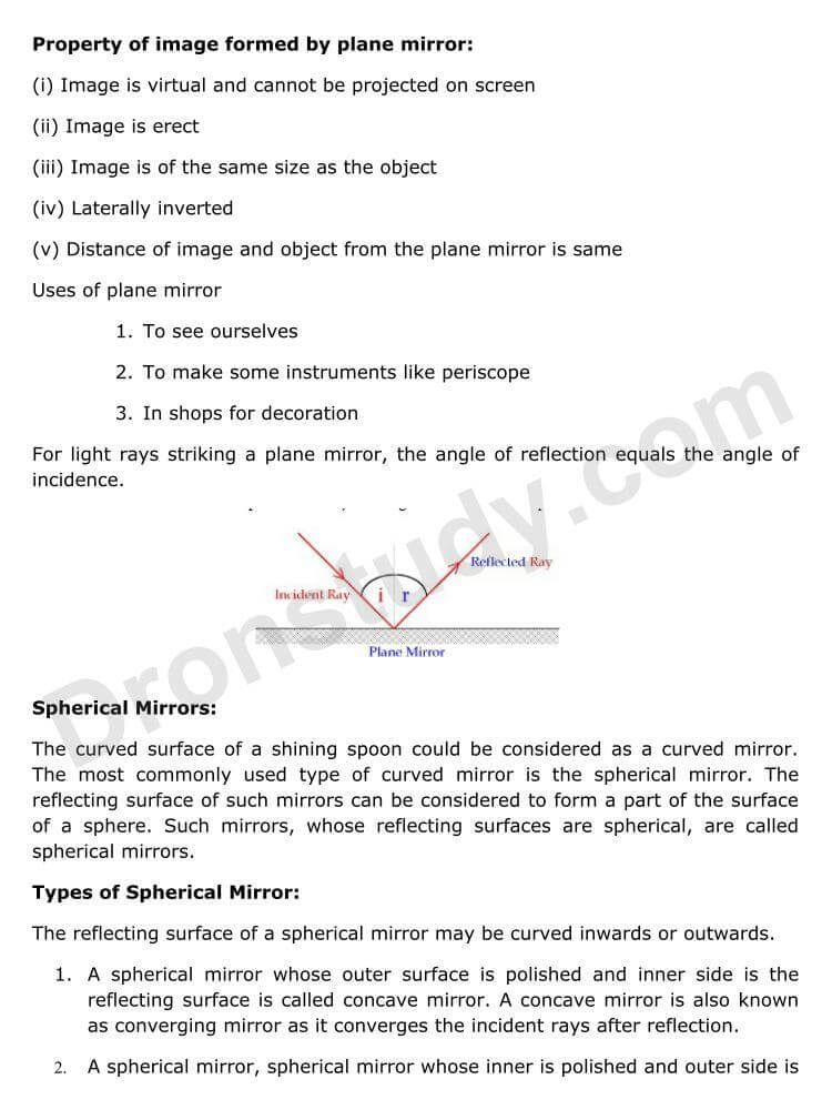 light class 10 notes edurev