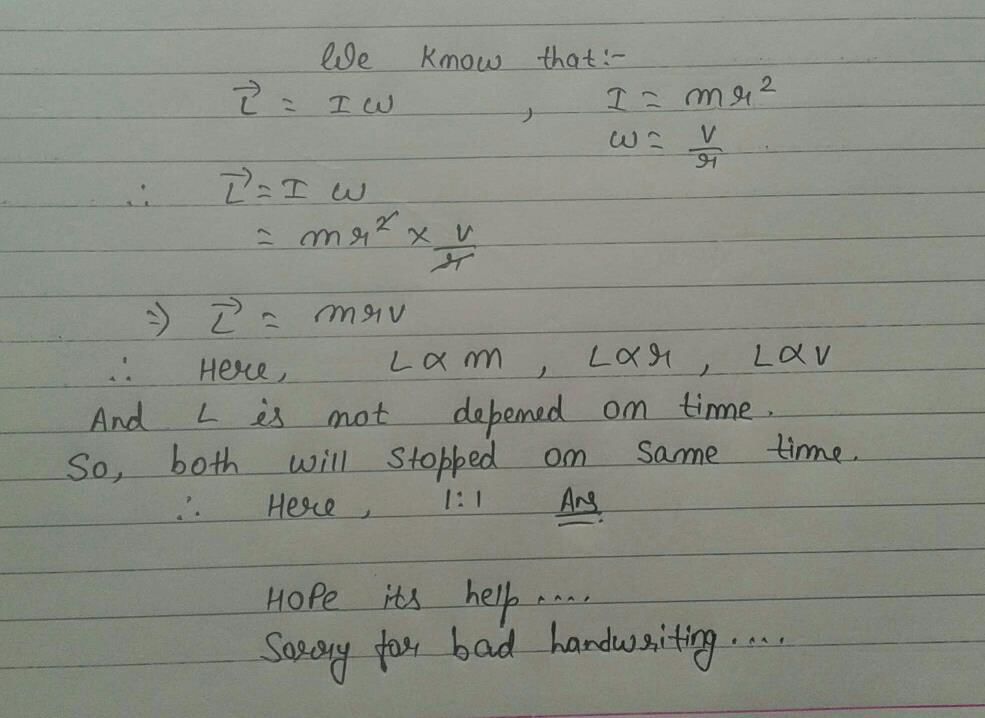 Two Rigid Bodies Have Same Angular Momentum About Their Axes Of ...