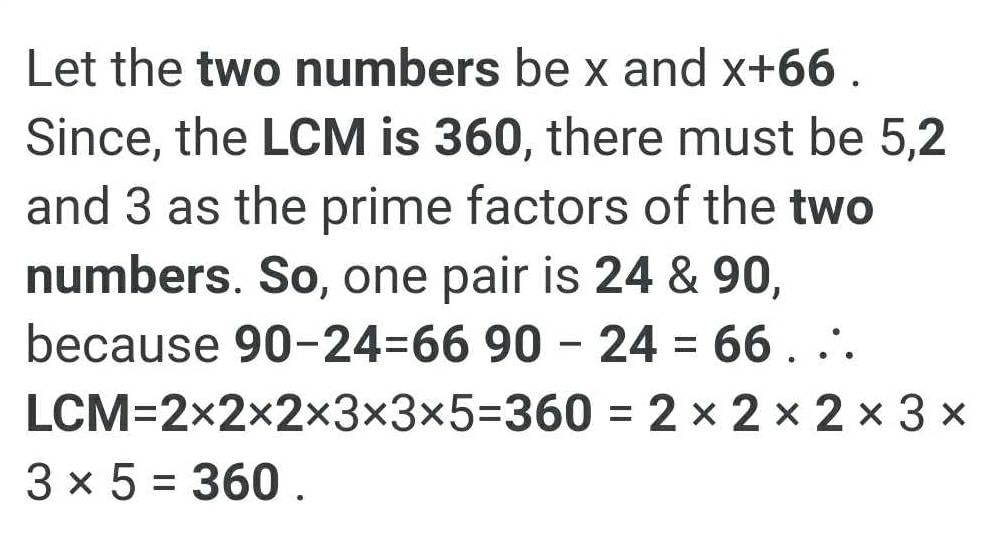 Two natural numbers whose difference is 66 and the least common ...