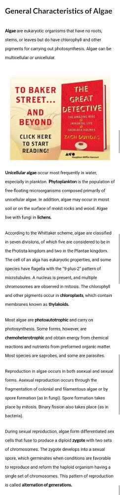 General Characteristics of Algae