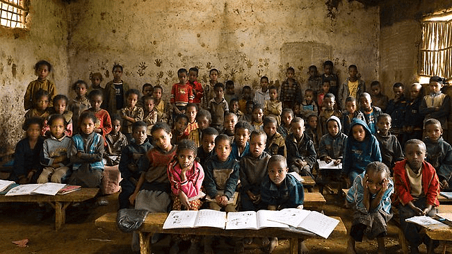 Fig: An elementary classroom in slum.