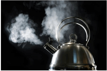 Fig: Energy from a stove heats up liquid water and creates steam