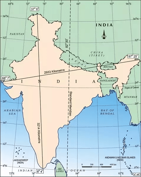 Key Concepts: India - Size And Location Notes | Study Social Studies (SST) Class 9 - Class 9