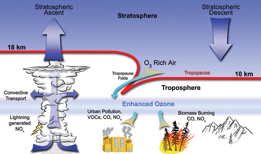 Fig: Sources of tropospheric pollution