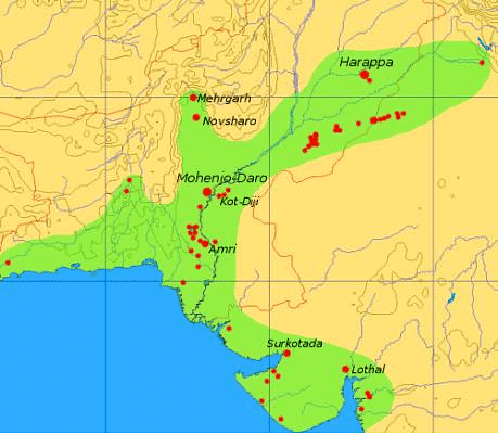 Extent and major sites of the Indus Valley Civilisation