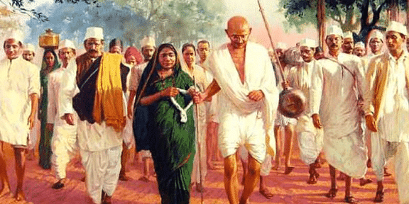 Mahatma Gandhi leading the salt march