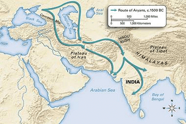 Route of Aryans before 4th century B.C