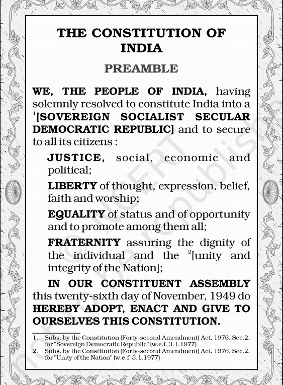 The Preamble of the Constitution of India – India declaring itself as a country. 
