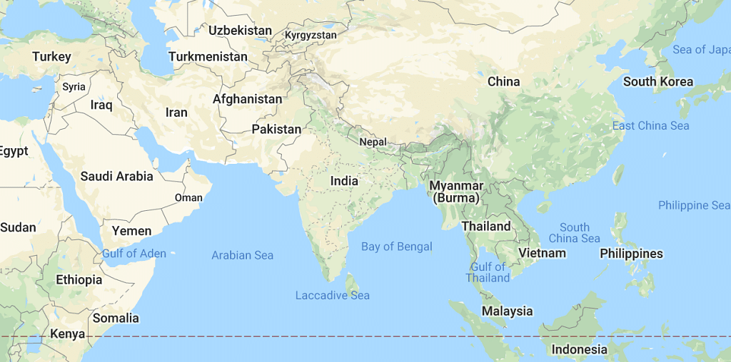 Location of India in Asia
