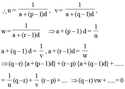 If Pth,qth And Rth Terms Of H.P. Are U,v,w Respectively, Then Find The ...