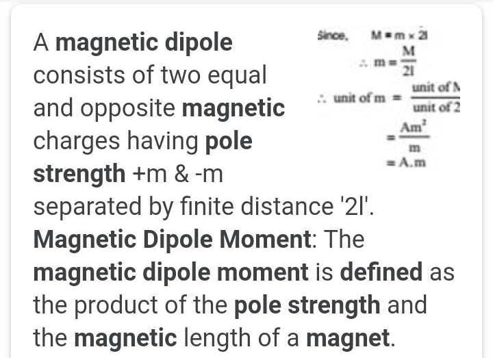 the-units-of-magnetic-pole-strength-and-magnetic-dipole-moment-of-a-bar