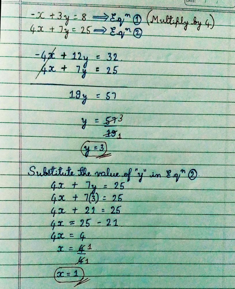 solve-the-linear-equation-by-eliminating-x-substitution-method-x