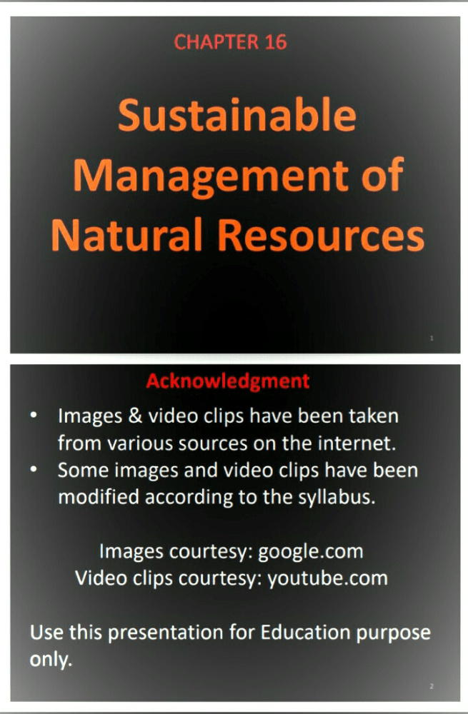 "Sustainable Management of Natural Resources" Notes for Class 10th. PDF