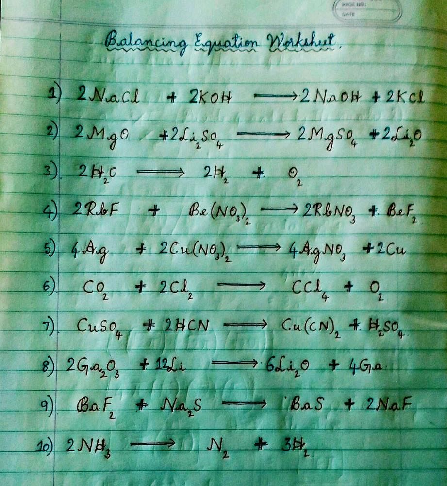 Any one give me the answers of how to balance these chemical equations.  Fill all the gap? - EduRev Class 10 Question