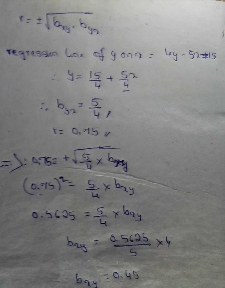 if-4y-5x-15-is-the-regression-line-of-y-on-x-and-the-coefficient-of