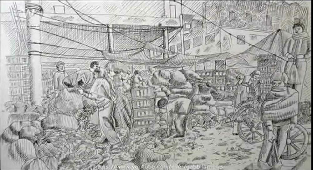 vegetable market drawings