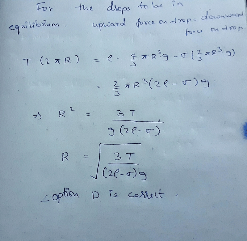 A sphere of density andrho; is half submerged in a liquid of density ...