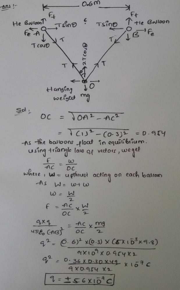 Two Identical Helium Filled Balloons A And B Fastened To A Weight Of 5g ...