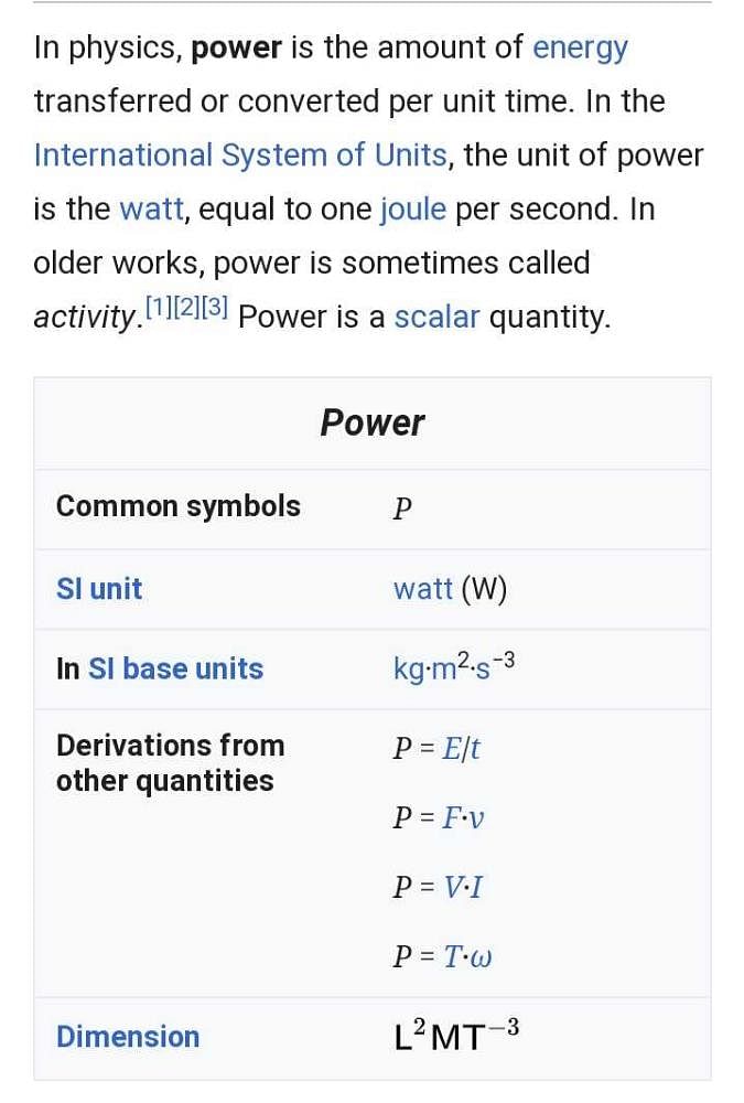 What is power and it's unit? | EduRev Class 11 Question