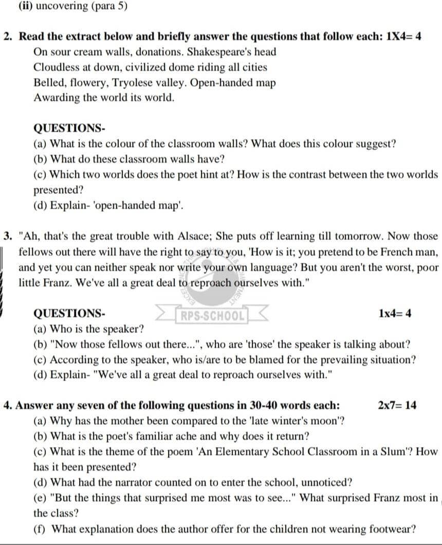 English test paper - Notes | Study Additional Study Material for Class 12 - Class 12