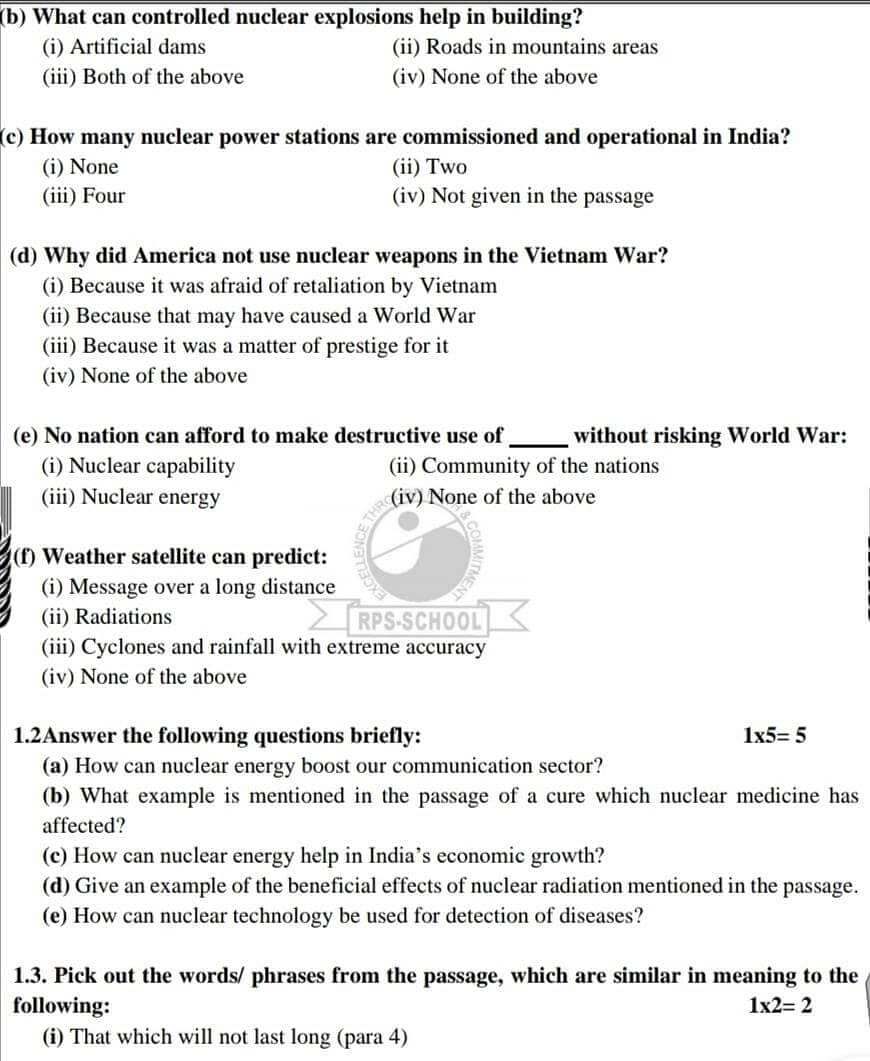 English test paper - Notes | Study Additional Study Material for Class 12 - Class 12